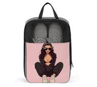 Cartone animato donna che indossa occhiali da sole sacchetto di scarpe per il viaggio uso quotidiano Anti-polvere Storage Carrier Golf Shoe Pouch