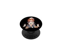 Cartone animato Donna dai capelli rossi circondata da gatti amante gatto mamma PopSockets PopGrip Adesivo