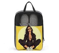 Cartone animato donna in tuta da pilota nera borsa per scarpe da viaggio uso quotidiano anti-polvere porta scarpe da golf