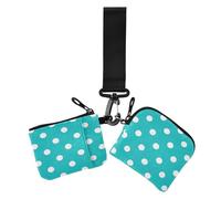 Cartone animato Dot Teal doppia portamonete porta carte di credito portafoglio dimensioni compatte portamonete cambio titolare con cinturino da polso per lavoro 2 confezioni estuches para tarjetas de
