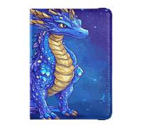 Cartone animato Drago Royal Blue Porta passaporto in pelle per viaggi Documenti di Viaggio Organizer Protector Custodia per passaporto Documenti di viaggio Portafoglio per gli uomini Leggero, cartone