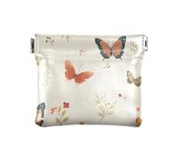 Cartone animato farfalla beige PU pelle piccola moneta impermeabile titolare della carta per donna ragazza, Farfalla Cartoon Beige, 4.33"(L) x 3.74"(W) x 0.39"(H), classico