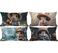 Cartone animato Federe Cuscini Divano 50x80 Set di 4 Coniglio Cuscini per Divano Esterno Impermeabili Lino Rettangolo Cushion Covers per Estate Autunno Giardino Terrazza Decorazione Della Casa -s2451g