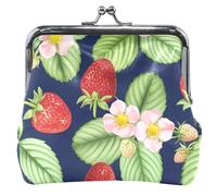 Cartone animato fragole fiori foglie portamonete per le donne in pelle carino fibbia bacio blocco carta cambio borsa per monete