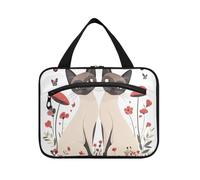 Cartone animato gatti siamesi bianco appeso borse da viaggio per le donne articoli da toeletta con gancio, designer Essentials borse cosmetiche per il viaggio must-have lavoro envase para Perfume de L