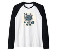 Cartone Animato Gatto Astronauta Kawaii Maglia con Maniche Raglan