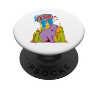 Cartone animato gatto comico il gatto catzilla divertente meme gatto amanti PopSockets PopGrip Adesivo