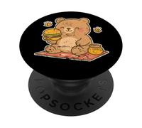 Cartone animato Happy Bear Picnic Burger PopSockets PopGrip Adesivo