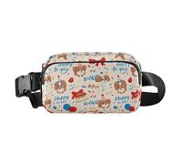 Cartone animato Happy Dogs elegante borsa a tracolla marsupio per uomo donna mini borsa a tracolla con tracolla regolabile per viaggi, shopping, corsa