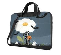 Cartone animato Laptop Crossbody Bag Laptop Custodia per il trasporto con spallacci e maniglia Borsa per computer per lavoro aziendale, Scheletro dei cartoni animati, 14 inch