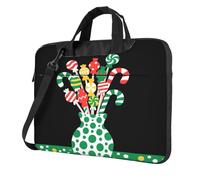 Cartone animato Laptop Tote Bag Laptop Cartella Con Spallacci & Maniglia Messenger Borsa A Tracolla Per Ufficio Viaggio, Candy Vaso Natale, 14 inch