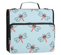 Cartone animato Libellula Blu 3 Anelli Cerniera Raccoglitore con Tracolla & Maniglia Tasche multiple Portfolio Raccoglitore per Scuola Encuadernador de cremallera