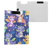 Cartone animato Little Cute Dragons Appunti Pieghevole Due Clip Metallo Portapenne Clip Board con Cover Appunti Folio Office Meeting