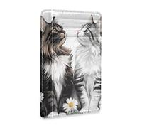 Cartone animato Maine Coon Cats Portafoglio in pelle bianca per gli uomini sottile con finestra ID blocco RFID inserti portafoglio per carte di credito per uomini e donne