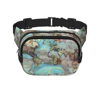 Cartone animato mappa del mondo stampato alla moda marsupio unisex messenger bag moda viaggio marsupio nero, taglia unica
