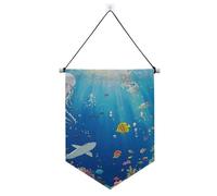Cartone animato Mare Animale Mondo animale mare Pesce banner da appendere con asta telescopica gagliardetto bandiera banner decorazioni per feste all'aperto per interni, feste all'aperto