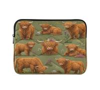 Cartone animato mucca marrone imbottito Computer Sleeve con sottile Top-Zip | Custodia per laptop con guida alle misurazioni del dispositivo, cerniera superiore liscia e ammortizzazione quotidiana degli