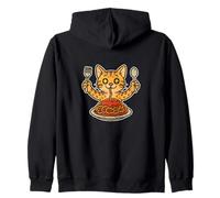 Cartone animato occhi stella spaghetti gatto Felpa con Cappuccio