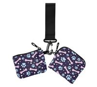 Cartone animato Ossa Peach Paws Stampa Portamonete da Donna Porta Carte Sottile Portatile Portafoglio da Polso Portachiavi con Cerniera Tasca Monete per Lavoro Viaggi 2 Pz