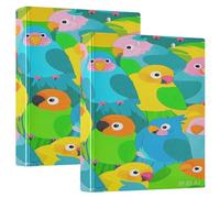 Cartone animato pappagallo 1,5 pollici Notebook Raccoglitore rotondo Ringing con tasche interne 1/2 Pack Office Binder Hardcover