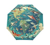 Cartone Animato Pesce Di Mare Terra Blu Ombrello Pieghevole Automatico Ombrelli Antivento Protezione UV da Viaggio per Bambini Ragazzi Ragazze