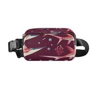 Cartone animato Pesci Spada Pesci Borgogna Marsupio Crossbody Passaporto Borsa Sling Donne Uomini Borse Petto Fanny Pack, Colore 01, 1 Size