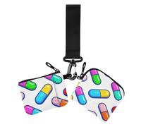 Cartone animato pillole colorate portafogli da donna porta carte di grande capacità con cerniera portamonete portafoglio con tasca con cerniera per le donne 2 pezzi, pillole colorate del fumetto, 1