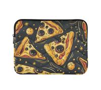 Cartone animato Pizza Slim Notebook Sleeve | Custodia per notebook per lavoro e scuola, esterno in poliestere trapuntato e accesso con cerniera superiore