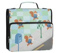 Cartone animato Portalettere Scoiattolo 3 Anelli 3,8 cm Organizer Raccoglitore con Cinghia Impermeabile Scuola Raccoglitori Organizzatore per la Scuola