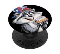 Cartone animato procione con felice ciambella sguardo PopSockets PopGrip Adesivo