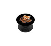 Cartone animato retrò Red Panda Skateboard PopSockets PopGrip Adesivo