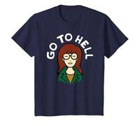 Cartone Animato retrò Ritratto Divertente Daria Andare all'inferno Maglietta, Bambini, Navy, 6 Anni