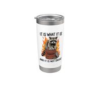 Cartone animato retrò Trash Panda Dumpster Fire Raccoon Bicchiere termico in acciaio inox doppia parete
