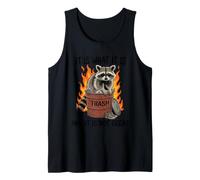 Cartone Animato retrò Trash Panda Dumpster Fire Raccoon Canotta