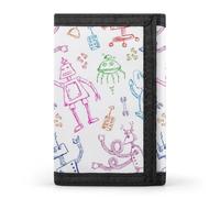 Cartone animato Robots Trifold Portafogli con Soldi Porta Carte di Credito 8 Slot Portachiavi Finestra Foto per Uomo Donna, Modello 29., Taglia unica, Per tutte le stagioni