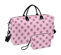 Cartone animato rosa a scacchi scozzese stelle borsone da viaggio a tracolla Weekend Tote palestra sport portare con borsa da toilette per sport pieghevole bolsas de para Mujer en Avion
