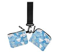 Cartone animato Rospo Floreale Cielo Blu Delle Donne Borse Portamonete Titolare di Carta Mini Moda Cerniera Cash Coin Purse con Cerniera Tasca portamonete per Lavoro 2 Confezioni mujer para tarjetas