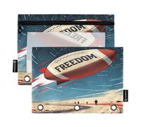Cartone animato Rugby Astronave Zip Matita Pouch con Finestra Trasparente Astuccio Organizer Grande Capacità 3 Anelli Raccoglitore Scuola Classe Ufficio Organizzatore Multicolore 2 PZ