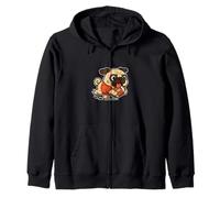 Cartone Animato Rugby Pug Runner Felpa con Cappuccio
