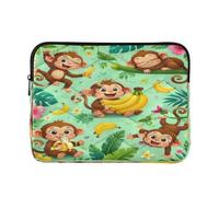 Cartone animato scimmia verde morbido Notebook Sleeve con imbottitura | Custodia impermeabile per laptop con fodera morbida al tatto e controllo della vestibilità per tutto il dispositivo, taglia L