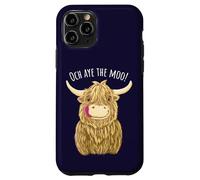 Cartone animato Scottish Highland Cow "Och Aye The Moo!" Custodia per iPhone 11 Pro