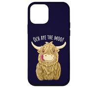 Cartone animato Scottish Highland Cow "Och Aye The Moo!" Custodia per iPhone 12 mini