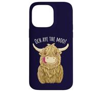 Cartone animato Scottish Highland Cow "Och Aye The Moo!" Custodia per iPhone 14 Pro Max