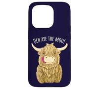 Cartone animato Scottish Highland Cow "Och Aye The Moo!" Custodia per iPhone 15 Pro