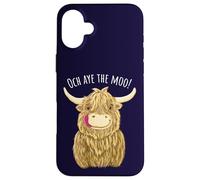 Cartone animato Scottish Highland Cow "Och Aye The Moo!" Custodia per iPhone 16 Plus