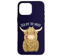 Cartone animato Scottish Highland Cow "Och Aye The Moo!" Custodia per iPhone 16 Pro Max