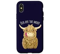 Cartone animato Scottish Highland Cow "Och Aye The Moo!" Custodia per iPhone X/XS