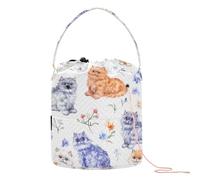 Cartone animato Selkirk Rex Cats bianco uncinetto filato sacchetto organizzatore organizzatore portatile per aghi Craft Storage Bag