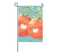 cartone animato sorridente pomodori rossi foglie verdi stile acquerello inverno bandiere all'aperto banner di Halloween per la decorazione del portico 12x18 pollici double sided