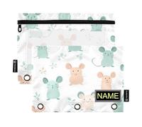 Cartone animato stile semplice animale carino raccoglitore matita caso con finestra trasparente personalizzare astucci grande capacità raccoglitore 3 anelli per scuola, ufficio e casa multicolore 2